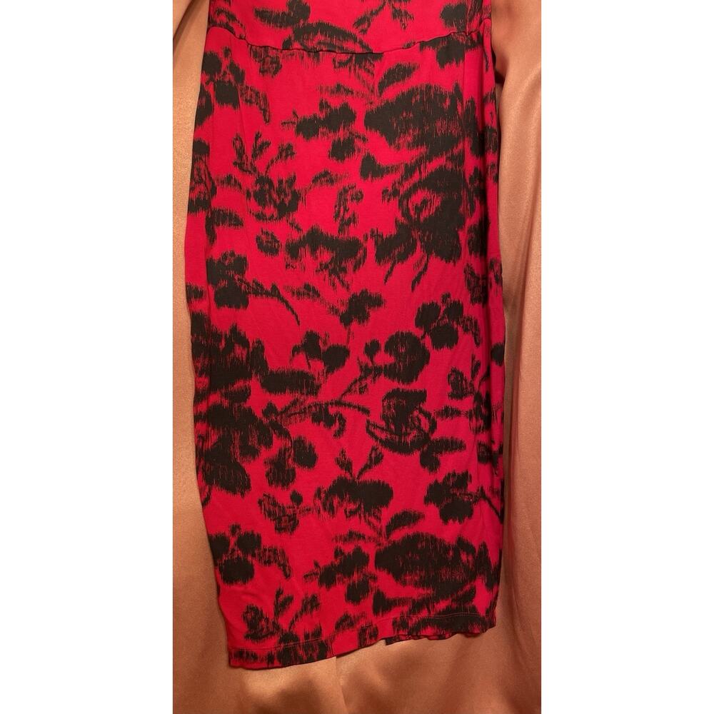 NWT Bryn Walker Nwt Sloan Viscose Jersey Dragon Red Floral Print Pencil Skirt